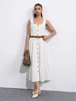 Smocked Cotton Midi Dress