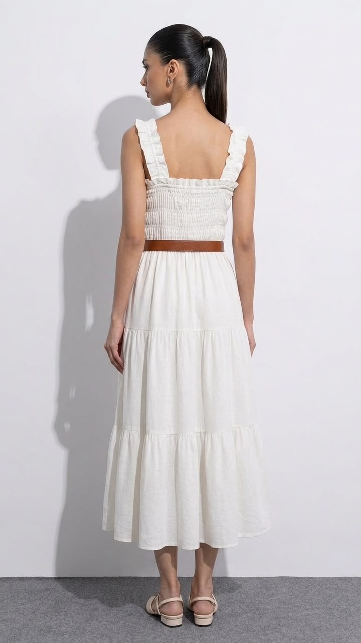 Smocked Cotton Midi Dress