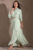 Sage Green Cropped Button-Down Shirt & Matching Ruffled Maxi Skirt