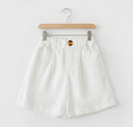 White Denim Peplum Camisole & Shorts Set