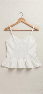 White Denim Peplum Camisole & Shorts Set