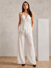 White Pleated Halter Top & Wide-Leg Pants Set