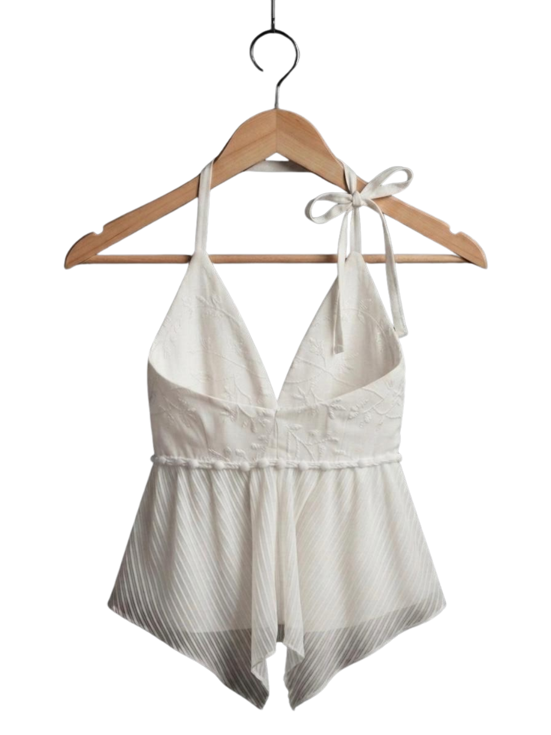 White Pleated Halter Top & Wide-Leg Pants Set
