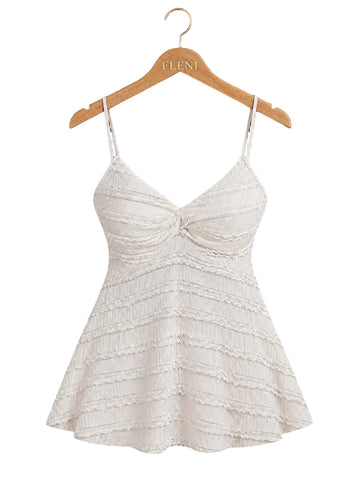 White Ruffle Cami Top
