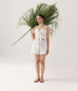 White Tie-Front Crop Top & Smocked Shorts Set