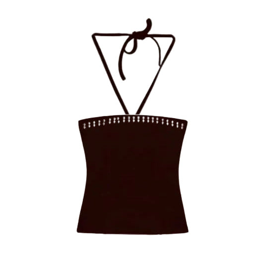 Black Studded Halter Top