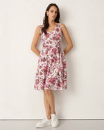 Fiori di Rosa V-Neck Sleeveless Midi Dress with Detachable Belt