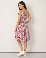 Fiori di Rosa V-Neck Sleeveless Midi Dress with Detachable Belt