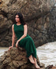 Siren Ribbed-Knit Sleeveless Column Maxi Dress in Emerald Green