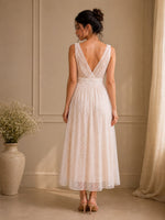 Aria Ivory Dotted Tulle Maxi Dress