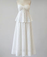 Strapless Eyelet Peplum Maxi Set