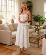 Strapless Eyelet Peplum Maxi Set