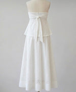 Strapless Eyelet Peplum Maxi Set